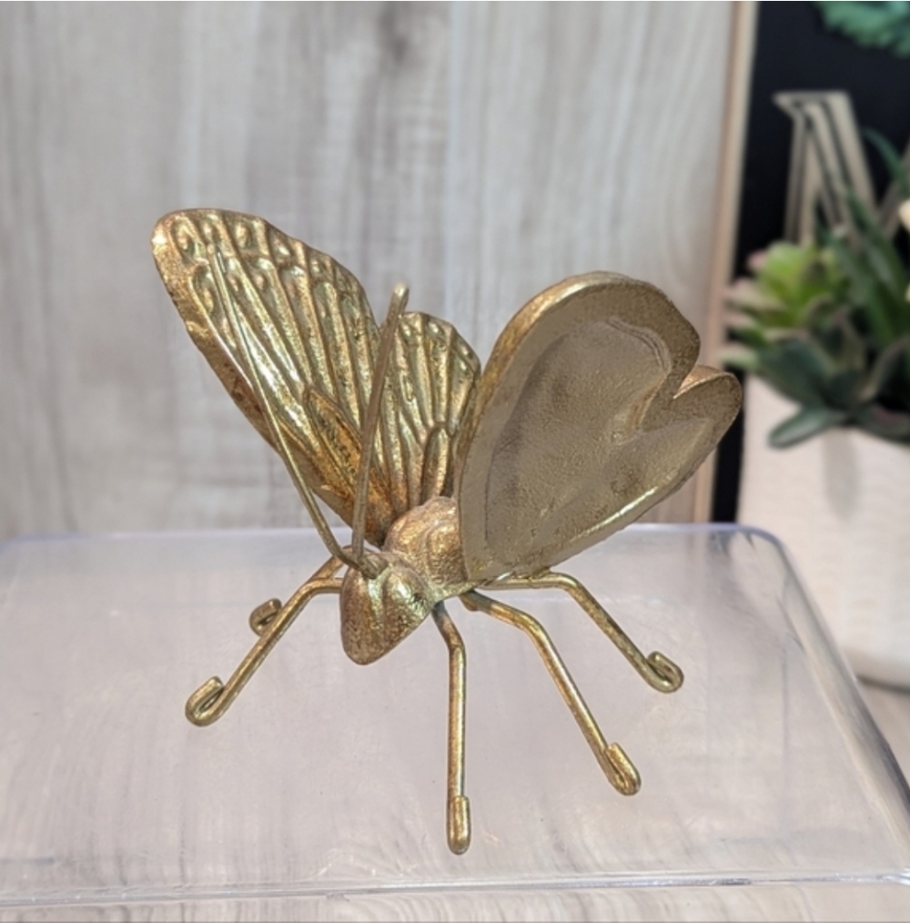 Gold Brass Butterfly Metal Home Decor Paperweight Accent